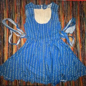 Vintage couture flower carnations striped summer dress